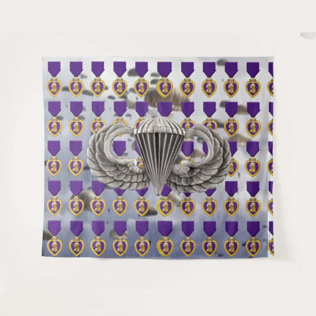 Tenture PARACHUTES, PURPLE HEART et AILES D'AIRPORTÉES (Devant (Horizontal))