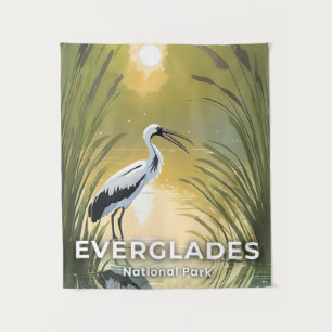 Tenture Parc national des Everglades   Cigogne à l'aquarel