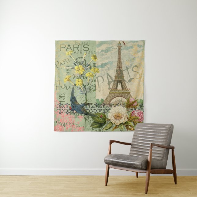 Tenture Paris France Voyage Vintage Art Antique Peinture (En situation)