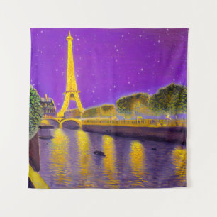 Tenture Paris le long de la Seine sous les étoiles