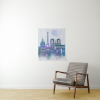 Paris Skyline - Aquarelle bleu