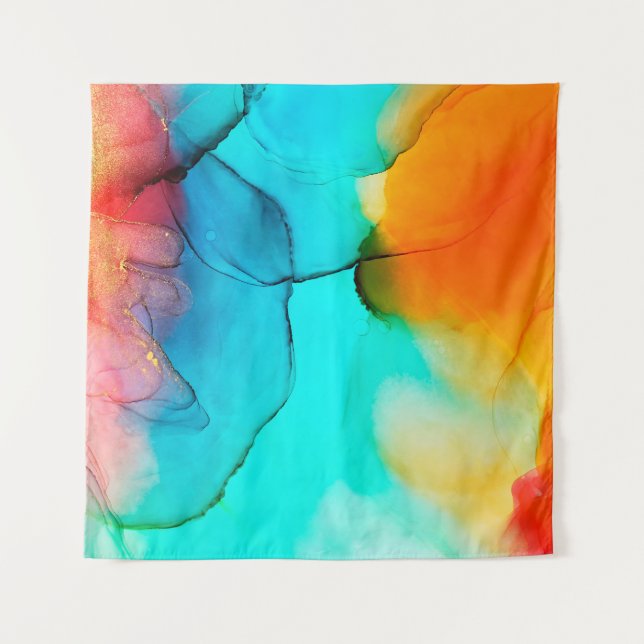 Tenture Partie de peinture à l'encre d'alcool, macro photo (Devant)