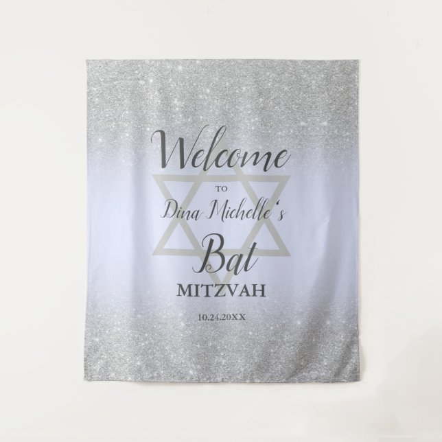 Tenture Parties scintillant argent ombre lavande chic Bat  (Devant)