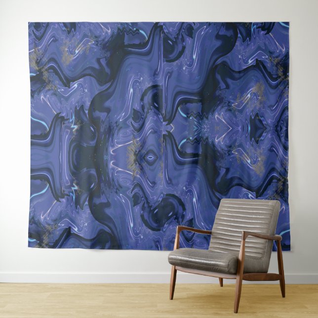Tenture Parties scintillant bleue Galaxy Swirl Abstrait Mo (En situation (horizontale))