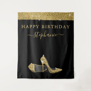 Tenture Parties scintillant d'or talons hauts Anniversaire