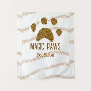 Tenture Parties scintillant dorée pattes animal salon ajou