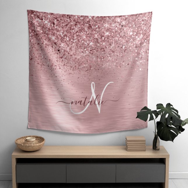 Tenture Parties scintillant en métal brossé rose pâle Nom  (Créateur téléchargé)