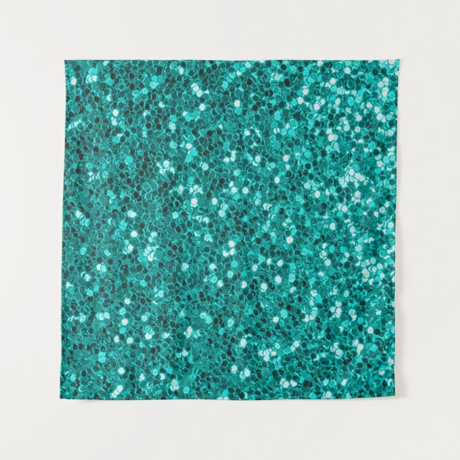 Tenture Parties scintillant texture turquoise brillante (Devant)