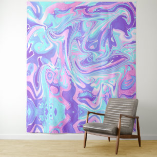 Tenture Pastel Blue & Purple Marble Texture liquide