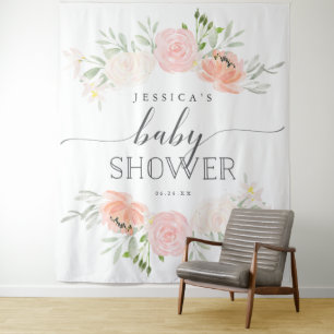 Tenture Pastel Blush Baby shower en arrière-plan Photo Boo