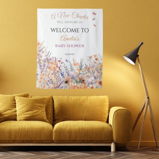 Tenture Pastel Floral Livre Thème Baby shower Bienvenue (Créateur téléchargé)