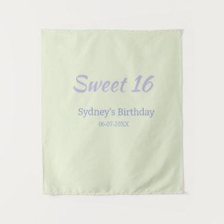 Tenture Pastel green purple sweet 16th birthday name bold