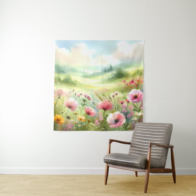Tenture Pastel Wildflower Meadow Landscape (En situation)
