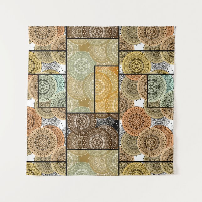 Tenture Patchwork quilt céramique cercles carreaux mandala (Devant)