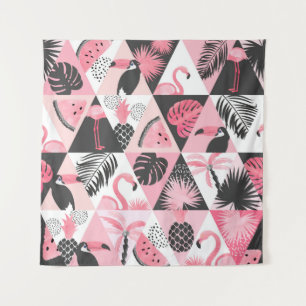 Tenture Patchwork Tropical : Flamant rose Watermelon Seaml