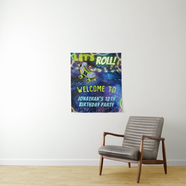 Tenture Patinage à rouleaux lumineux Affiche de bienvenue  (En situation)