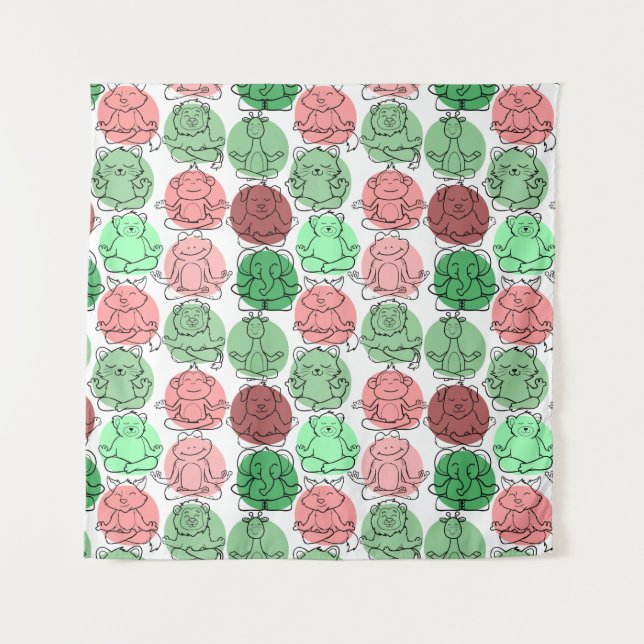 Tenture Patter les yoga poses | Yoga seamless pattern 18 (Devant)