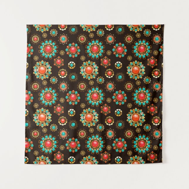 Tenture Pattern de Ethnic Brooches Seamless (Devant)