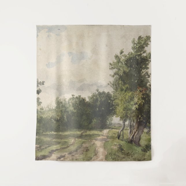 Tenture Paysage aquarelle du chemin - Troyon constant (Devant)