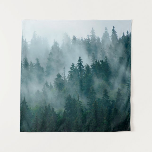 Tenture Paysage bruyant avec forêt de sapins en hipster vi (Devant)