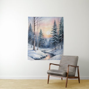 Tenture Paysage forestier hivernal merveilleux