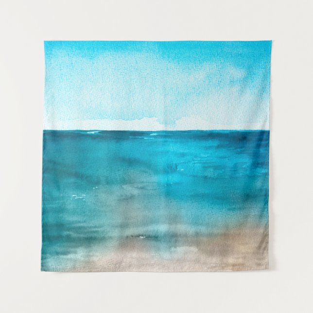 Tenture Paysage océanique. Belle aquarelle peinture main (Devant)
