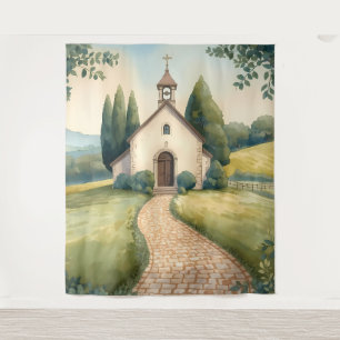 Tenture Paysage Pastel du Chemin de la Chapelle Cottagecor