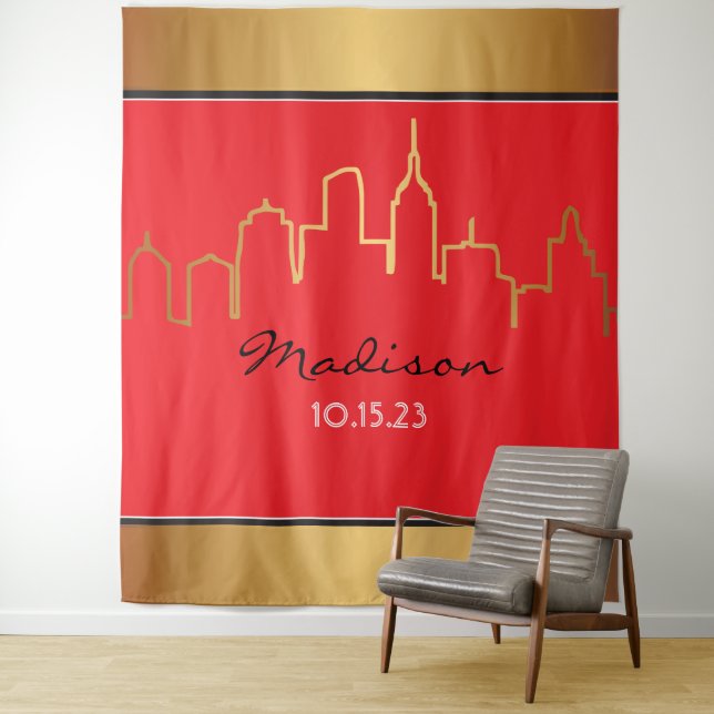 Tenture PAYSAGE URBAIN DE NEW YORK BROADWAY Toile de fond  (En situation)