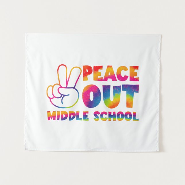 Tenture Peace Out Middle School Tie Dye Dernier Day Of Sch (Devant (Horizontal))