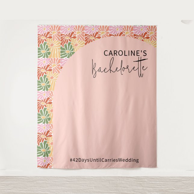 Tenture Peach rose Super Floral Abstrait (Devant)