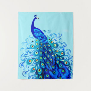 Tenture Peacock en bleu turquoise et cobalt