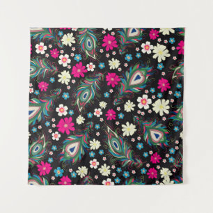 Tenture Peacock Plumes Broderie Motif sans fil