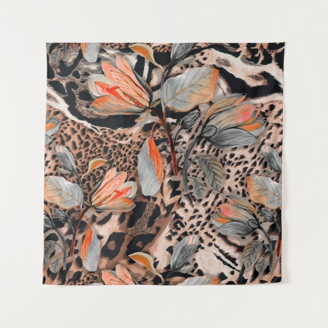 Tenture Peaux animales d'afrique sauvage avec patte de fle (Devant)