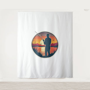 Tenture Pêche Rétro Pêche Poisson Sunset