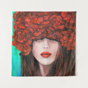 Tenture Peinture à l'huile Abstraite montrant le visage de
