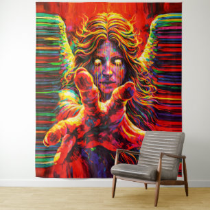 Tenture Peinture à l'huile multicolore en impasto Ange ple