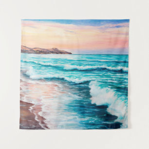Tenture  peinture à l'huile sur le beau coucher de soleil 