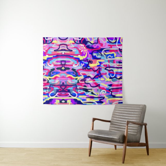 Tenture Peinture Abstraite des formes et des couleurs (En situation (horizontale))