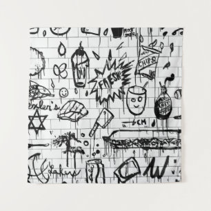 TENTURE PEINTURE ABSTRAITE NOIRE ET BLANCHE