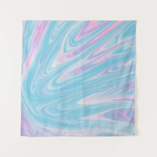 TENTURE PEINTURE ABSTRAITE ROSE ET BLEUE
