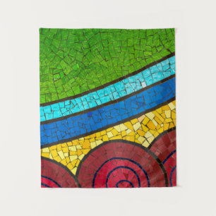 Tenture Peinture abstraite verte et rouge