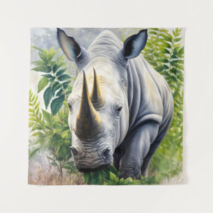 Tenture Peinture botanique du rhinocéros blanc