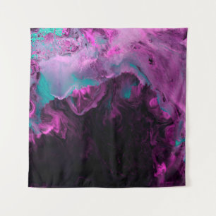 Tenture Peinture créative néon vert et violet, abstraite 