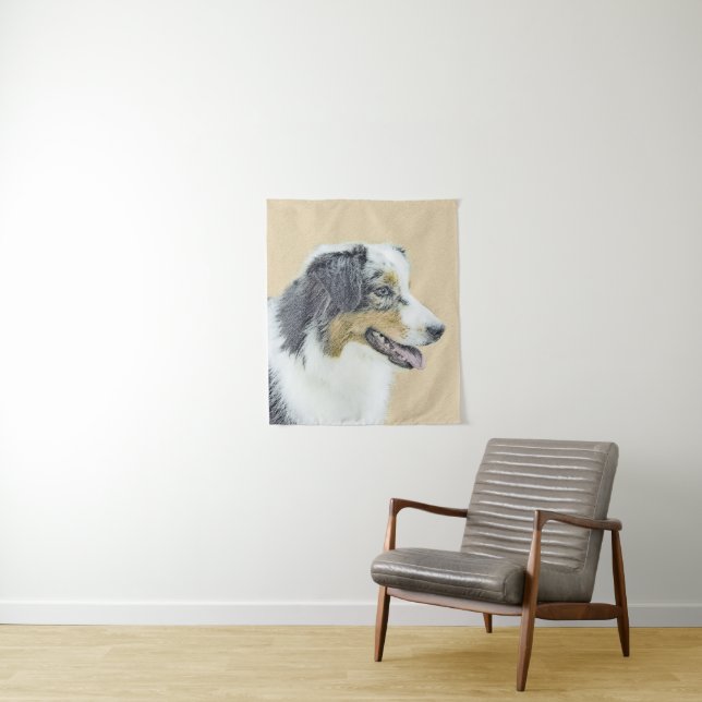 Tenture Peinture de berger australien - Art original de ch (En situation)