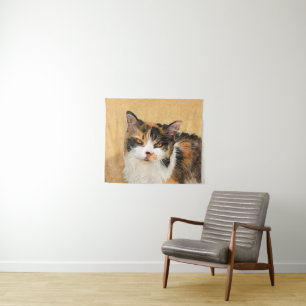 Tenture Peinture de chat Calico - Cute Original Cat Art