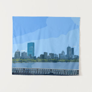 Tenture Peinture de la skyline de Boston sur la rivière Ch