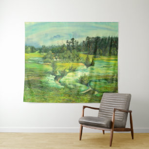 Tenture peinture de vallée verte Aquarelle