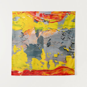 Tenture Peinture jaune, rouge et verte