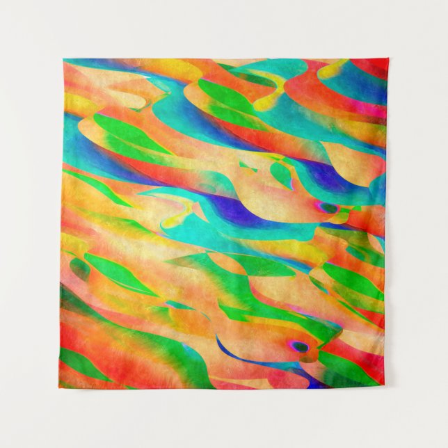 Tenture peinture multicolore art fond d'écran abstrait (Devant)