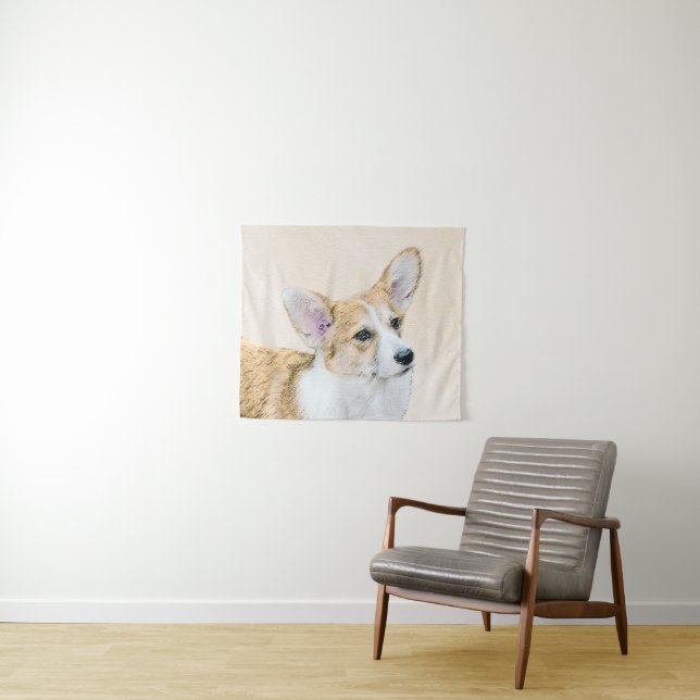 Tenture Pembroke Welsh Corgi Peinture - Art Chien original (En situation (horizontale))
